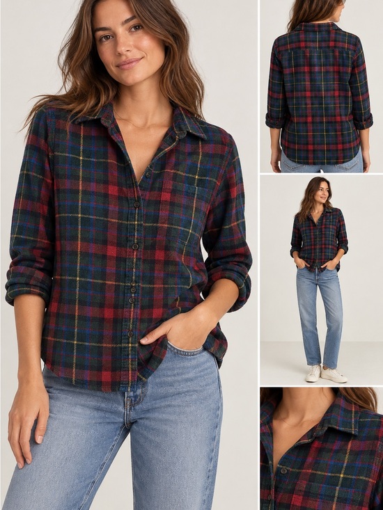 L.L. Bean Tops - L.L.Bean Women’s Scotch Plaid Flannel Shirt Relaxed Fit Size S